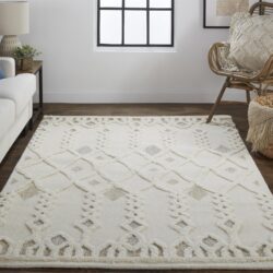 Alternative view of Feizy Anica Transitional Trellis & Lattice 8011F Ivory/Tan/Silver Area Rug