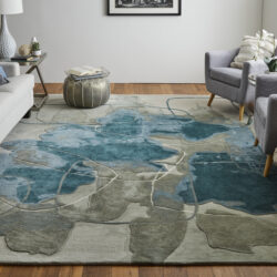 Alternative view of Feizy Anya Transitional Abstract 8885F Blue/Gray/Ivory Area Rug