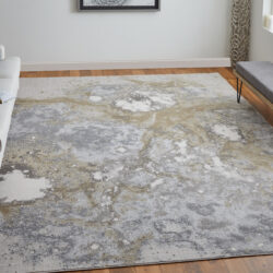 Alternative view of Feizy Astra Transitional Abstract 39L3F Gray/Gold/Ivory Area Rug