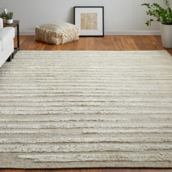 Alternative view of Feizy Ashby Transitional Stripes 8910F White/Tan Area Rug