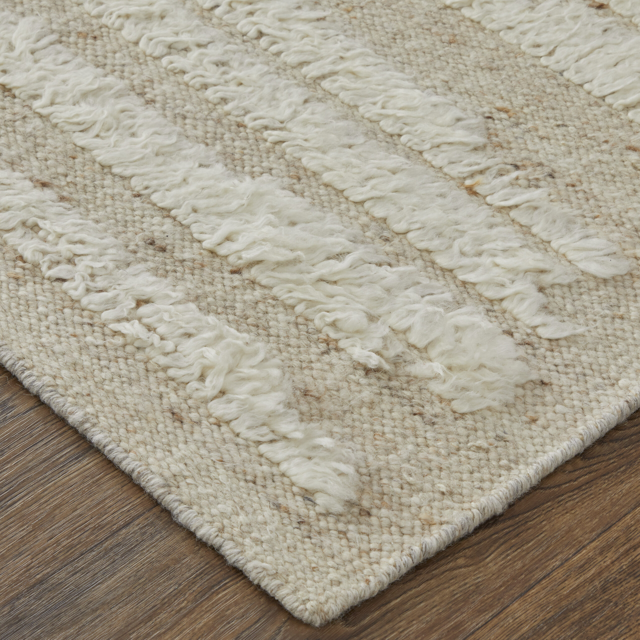 Feizy Ashby Transitional Stripes 8910F White/Tan Area Rug - Image 3