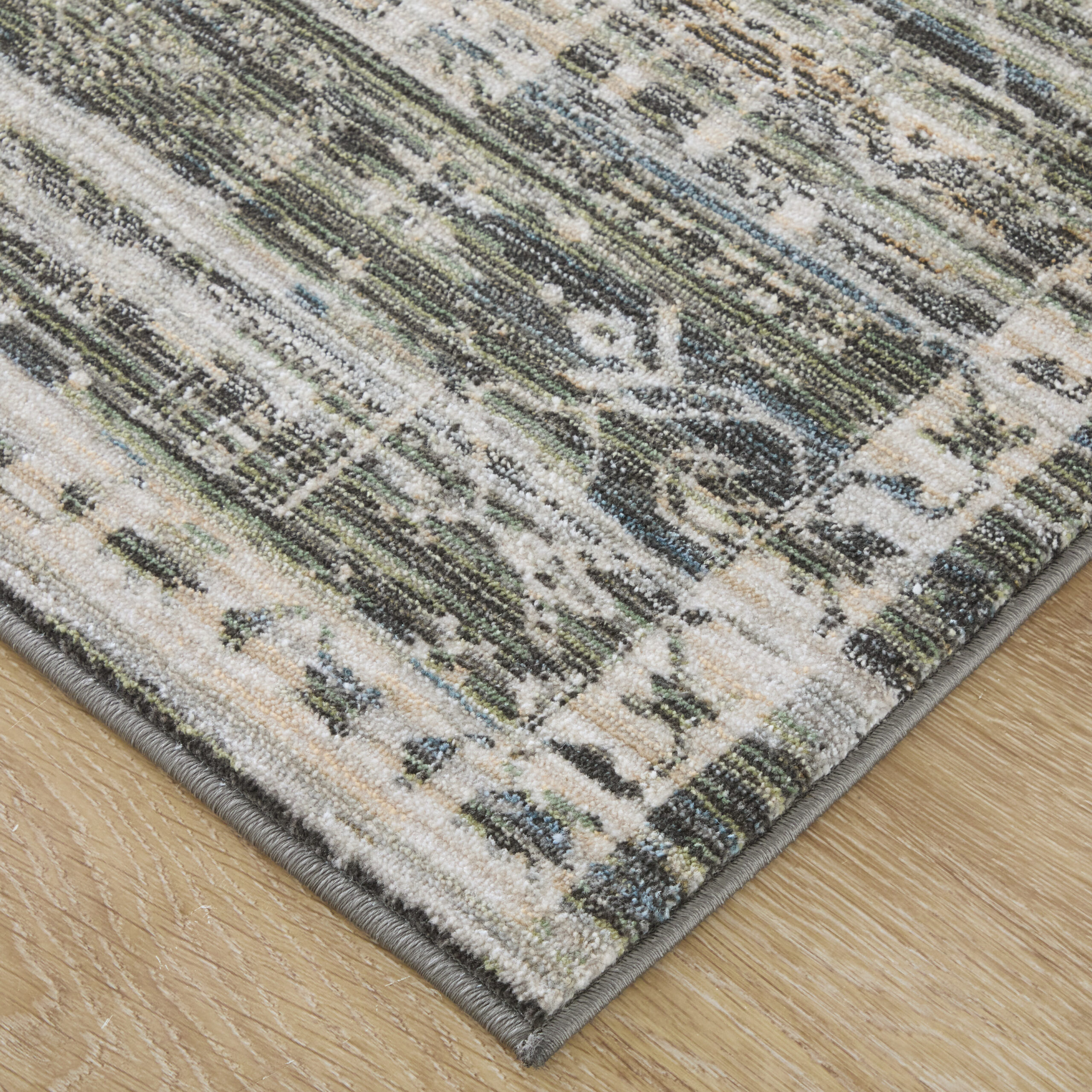 Feizy Augustine Traditional Medallion 39TUF Black/Ivory/Green Area Rug - Image 3