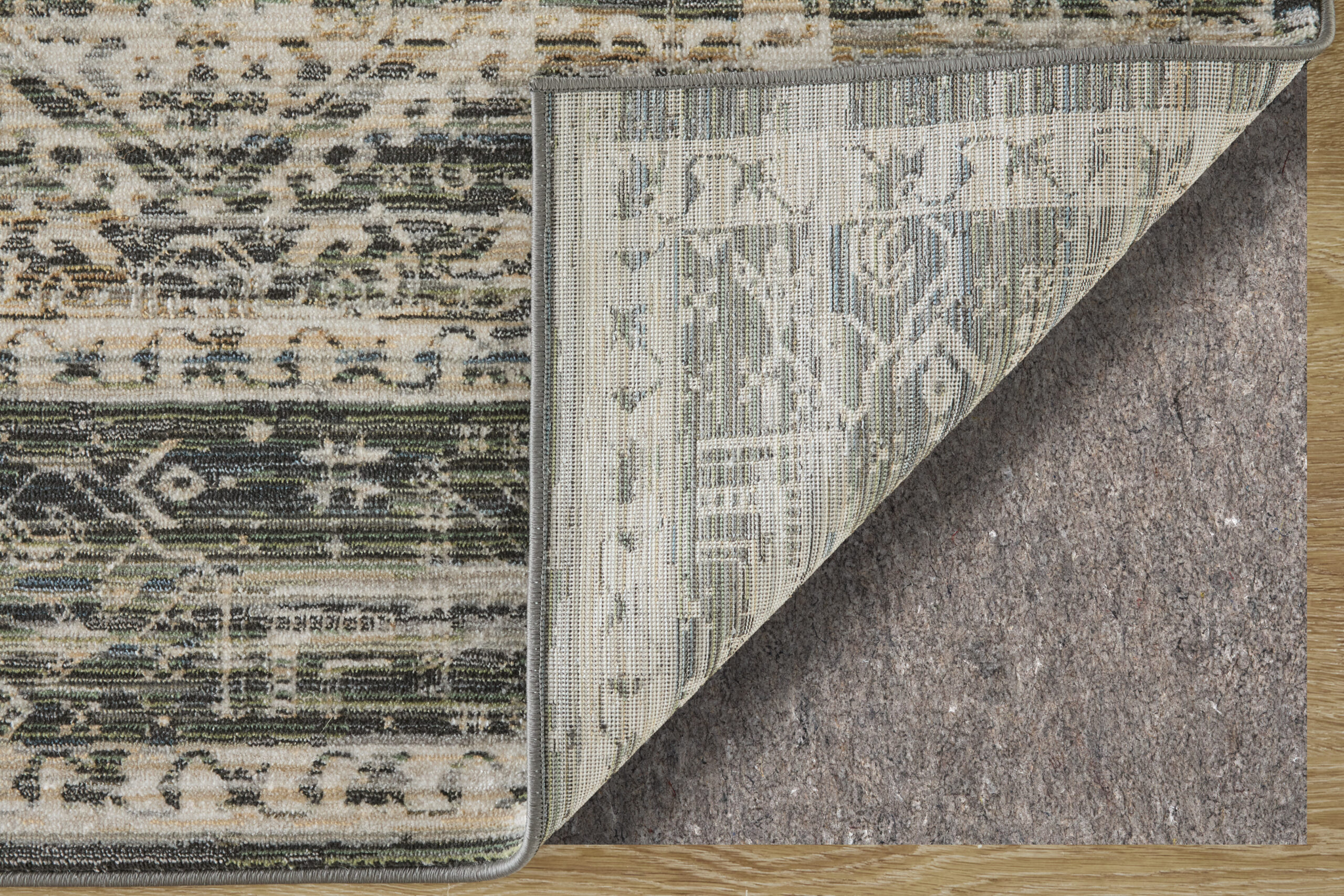 Feizy Augustine Traditional Medallion 39TUF Black/Ivory/Green Area Rug - Image 7