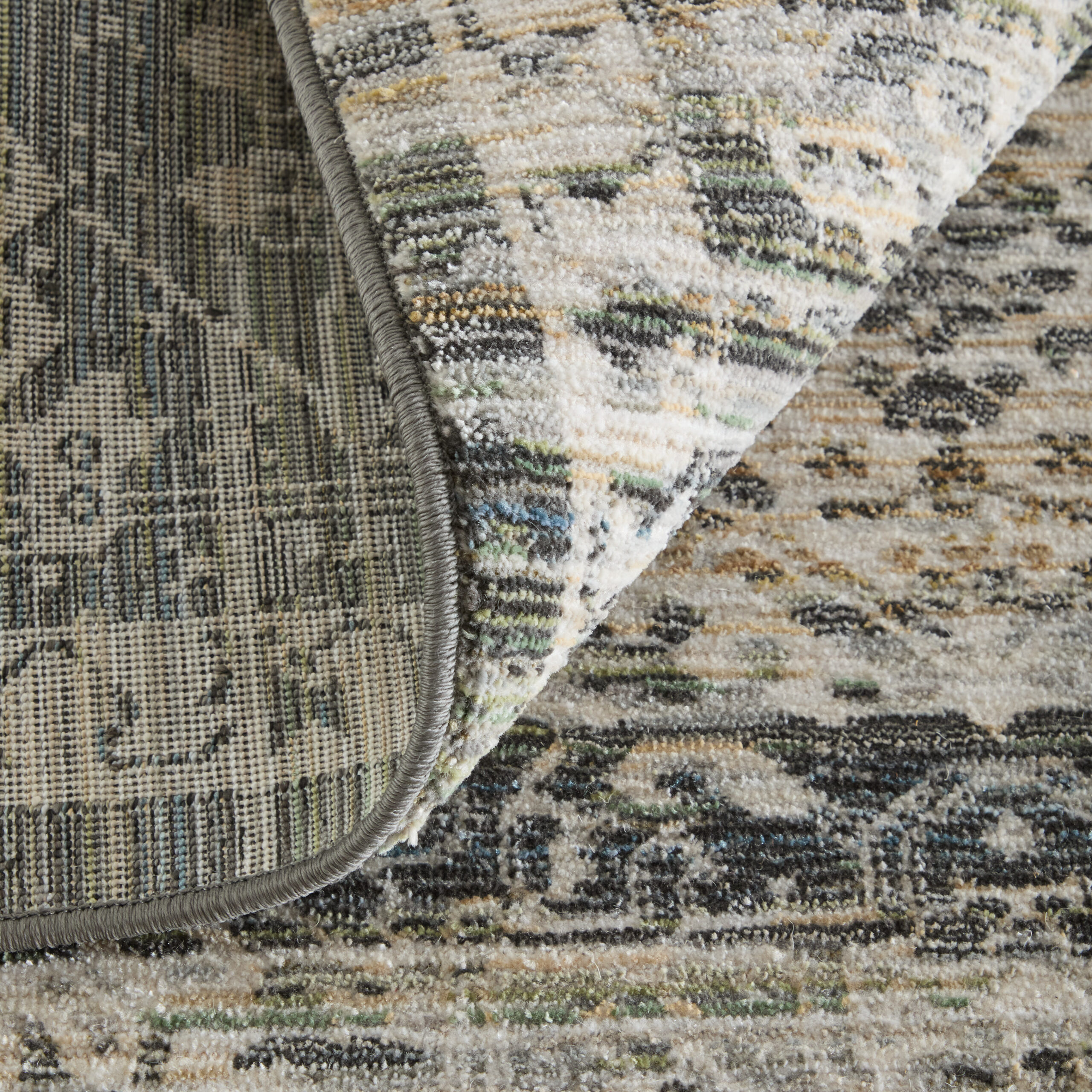 Feizy Augustine Traditional Medallion 39TUF Black/Ivory/Green Area Rug - Image 8