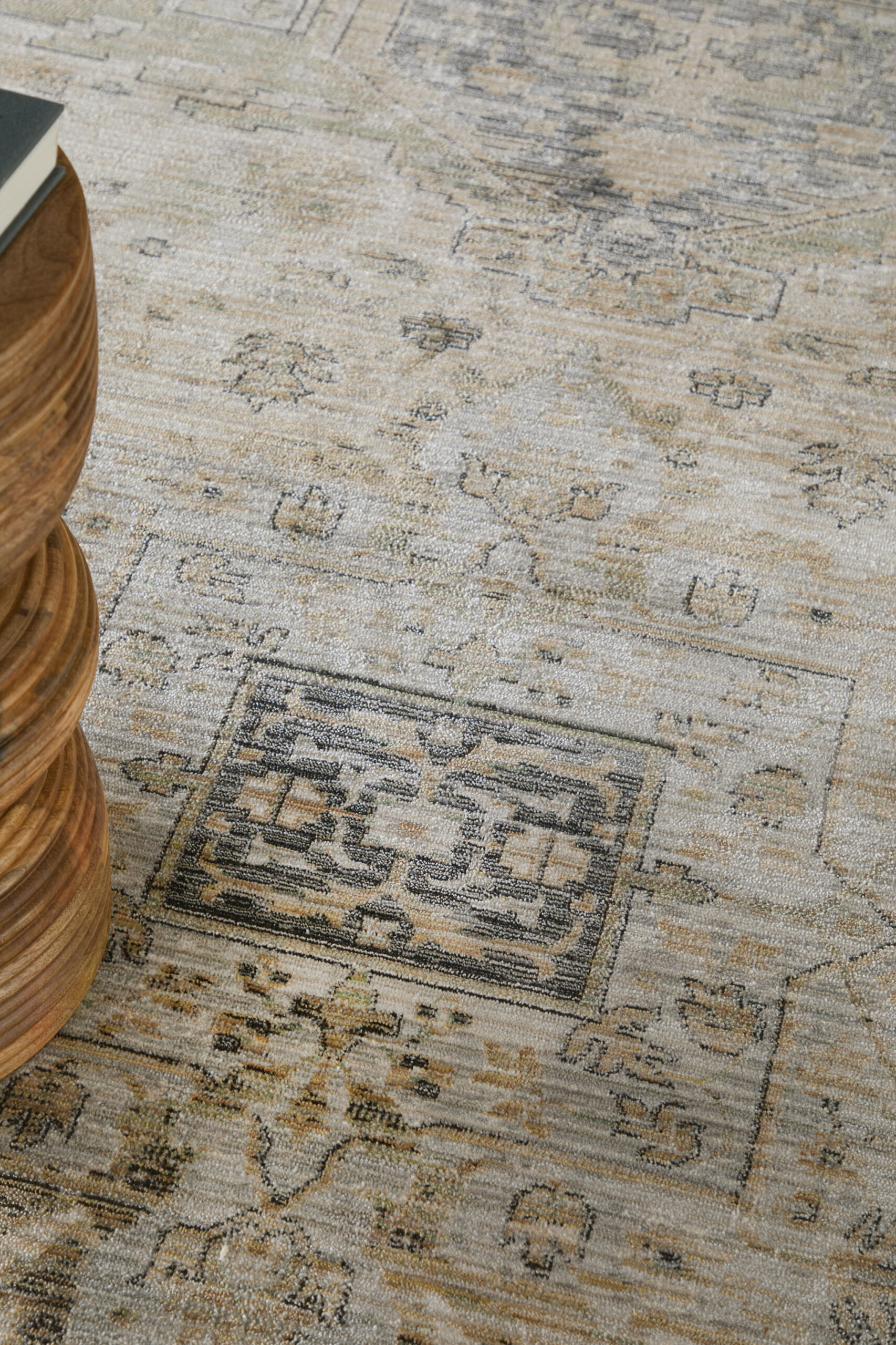 Feizy Augustine Traditional Medallion 39TVF Tan/Green/Ivory Area Rug - Image 2