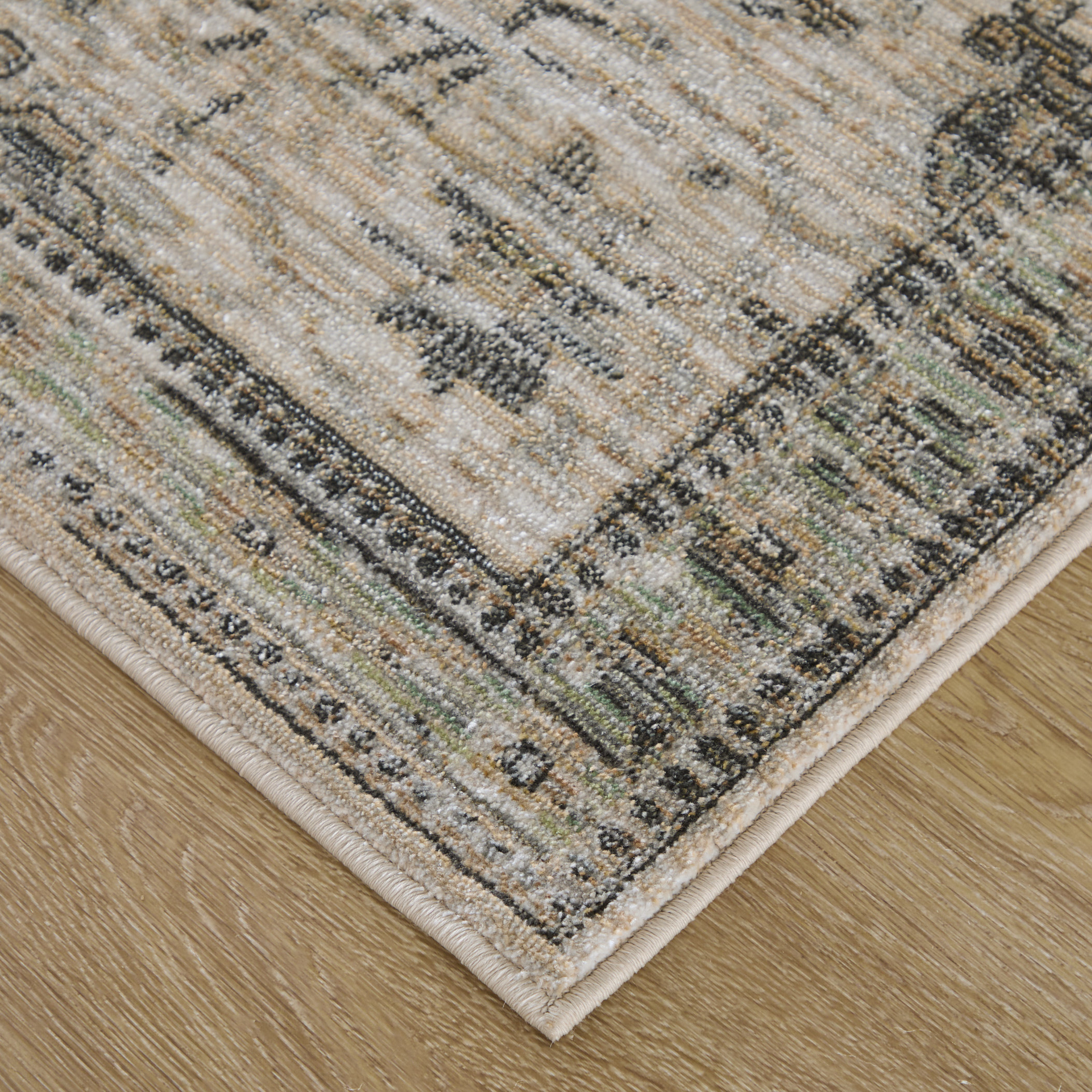 Feizy Augustine Traditional Medallion 39TVF Tan/Green/Ivory Area Rug - Image 3