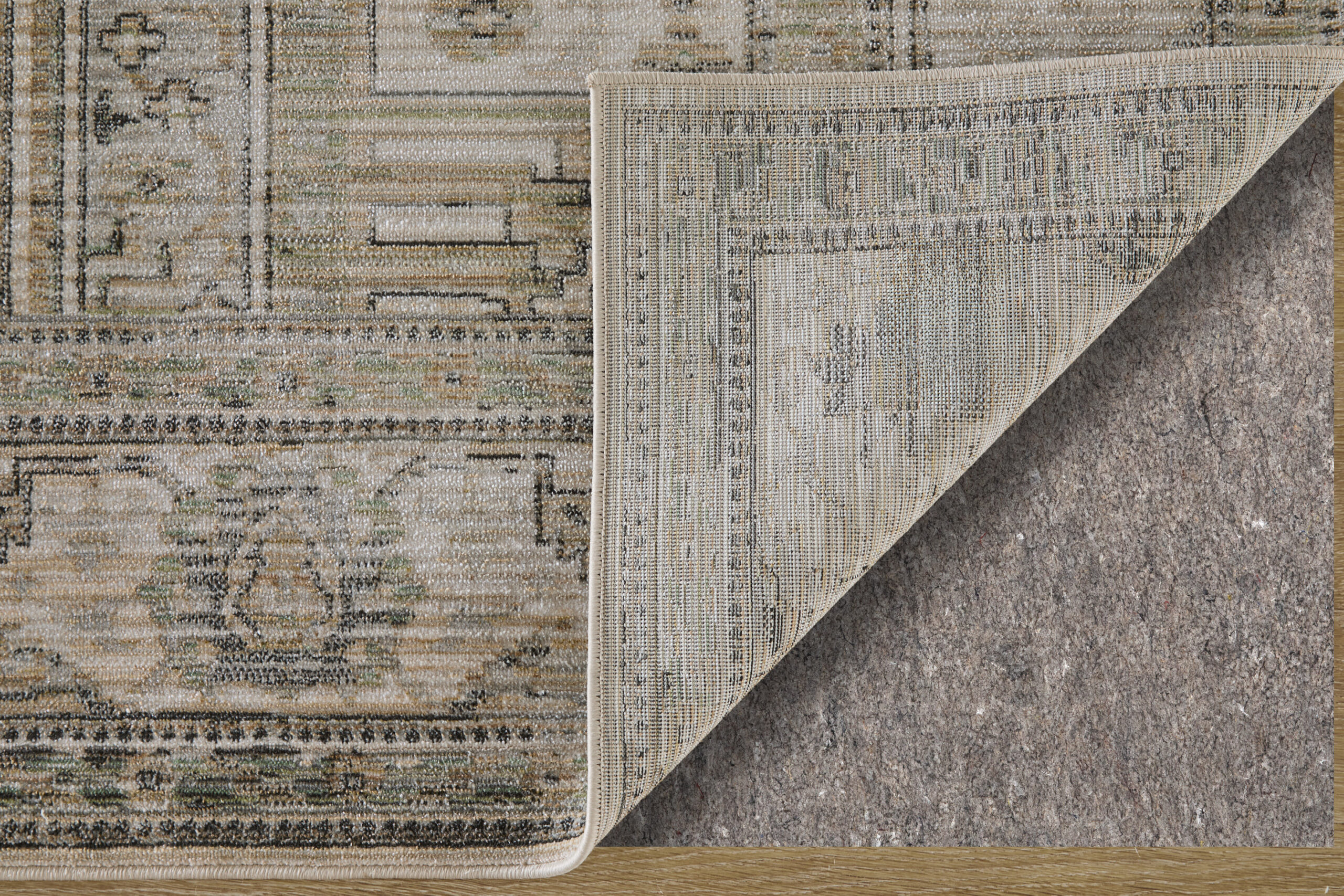 Feizy Augustine Traditional Medallion 39TVF Tan/Green/Ivory Area Rug - Image 7