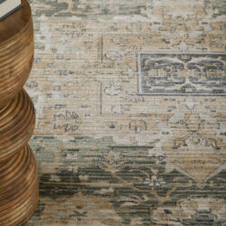 Alternative view of Feizy Augustine Traditional Medallion 39TVF Green/Black/Tan Area Rug