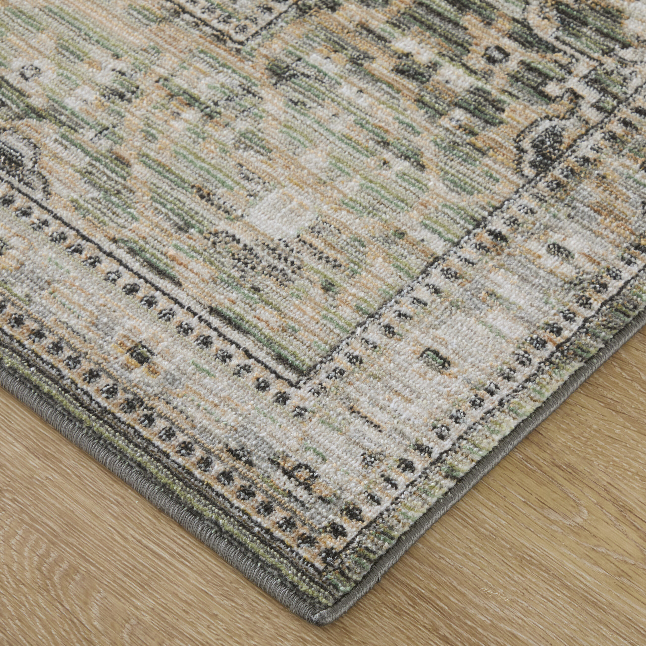 Feizy Augustine Traditional Medallion 39TVF Green/Black/Tan Area Rug - Image 3