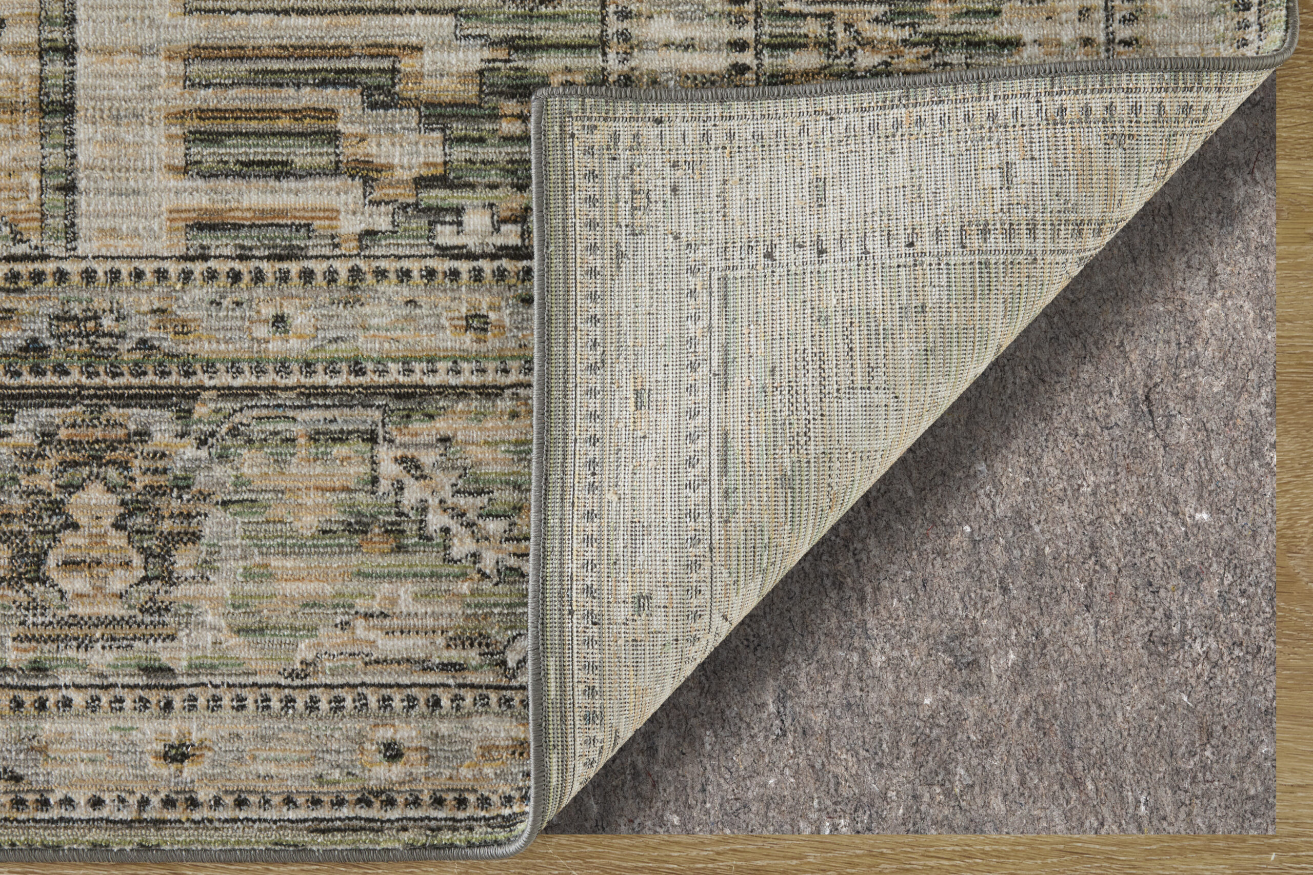 Feizy Augustine Traditional Medallion 39TVF Green/Black/Tan Area Rug - Image 7