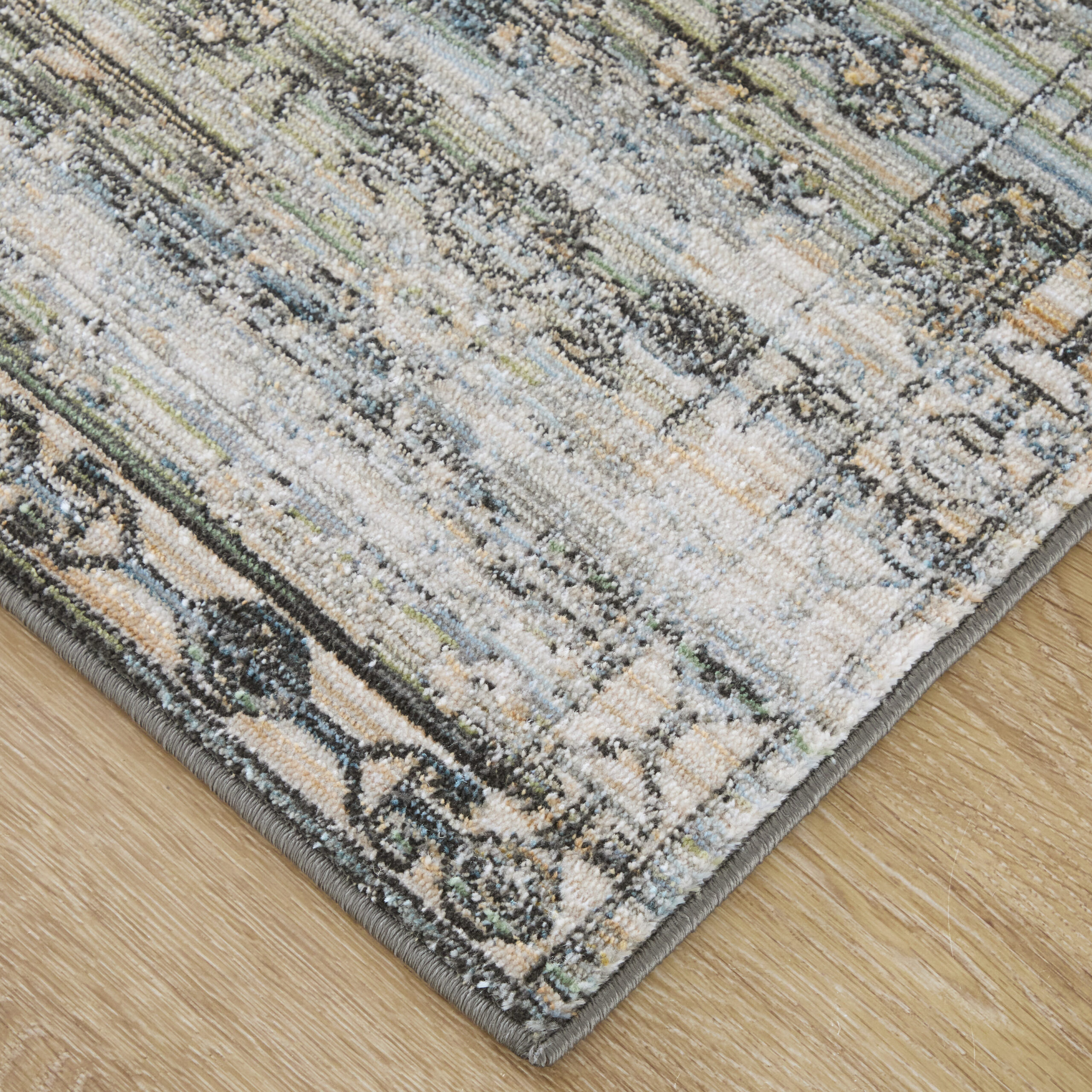 Feizy Augustine Traditional Medallion 39TWF Green/Ivory/Black Area Rug - Image 3