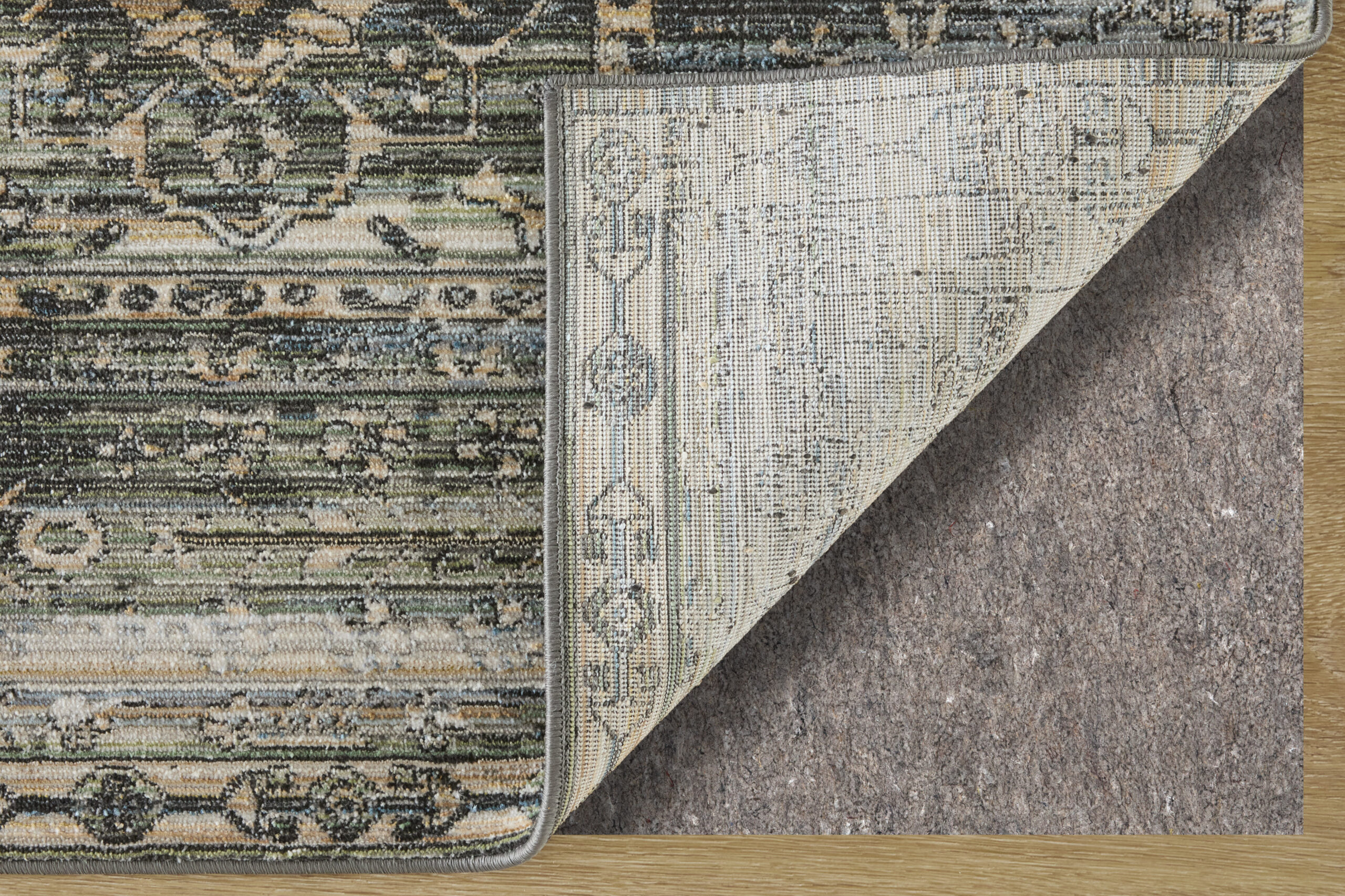 Feizy Augustine Traditional Medallion 39TWF Green/Ivory/Black Area Rug - Image 7