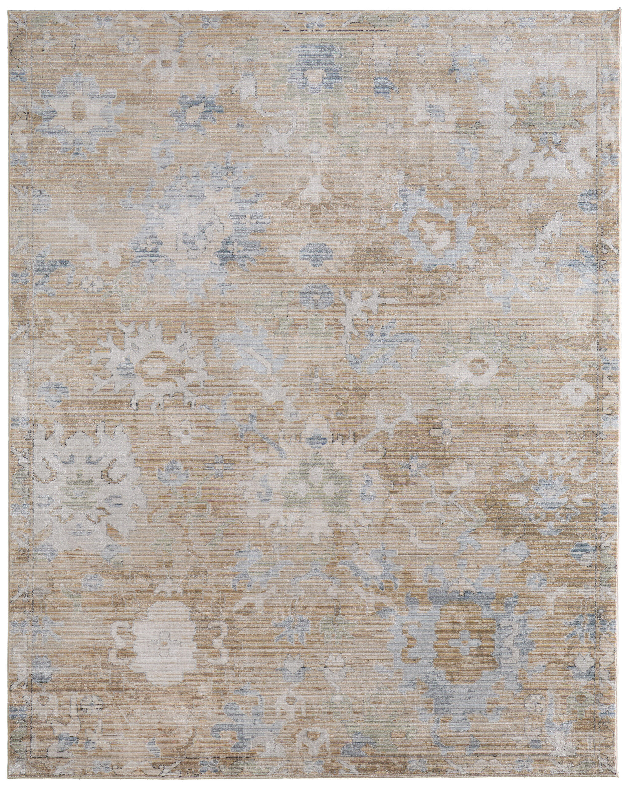 Feizy Augustine Traditional Floral & Botanical 39TXF Tan/Blue/Ivory Area Rug