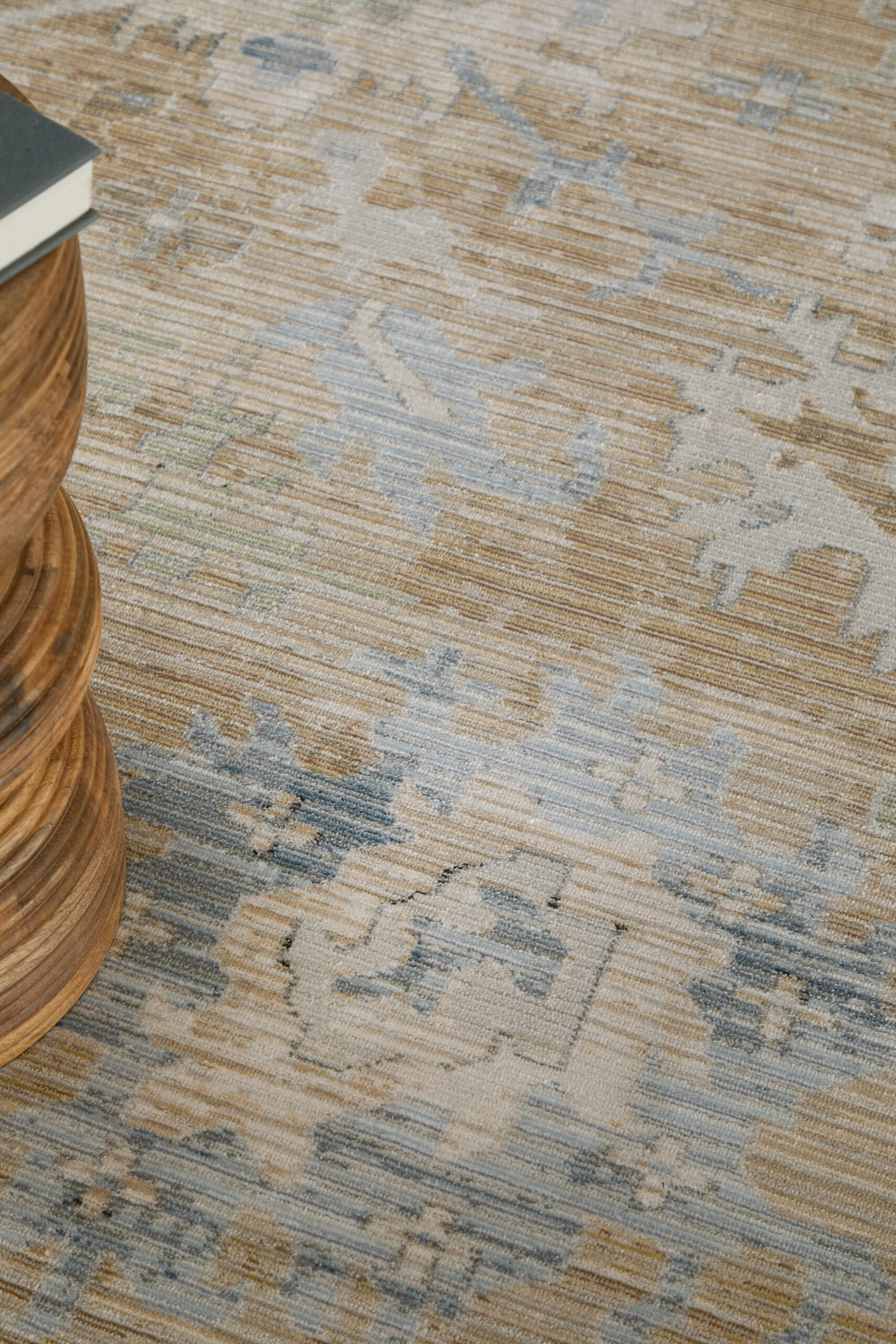 Feizy Augustine Traditional Floral & Botanical 39TXF Tan/Blue/Ivory Area Rug - Image 2