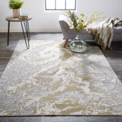 Alternative view of Feizy Aura Modern Abstract 3563F Ivory/Silver/Gold Area Rug