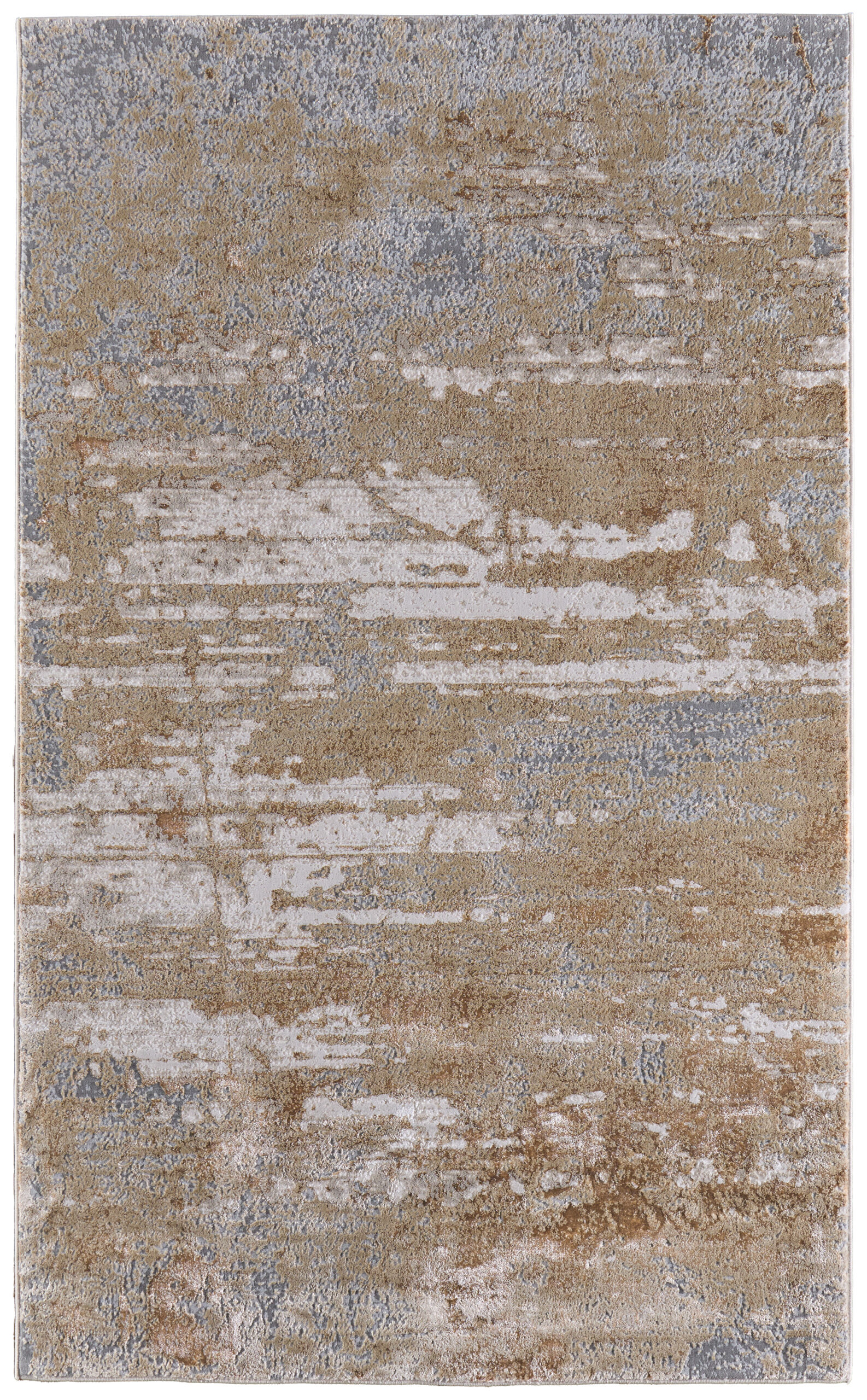 Feizy Aura Modern Abstract 3567F Ivory/Gold/Gray Area Rug