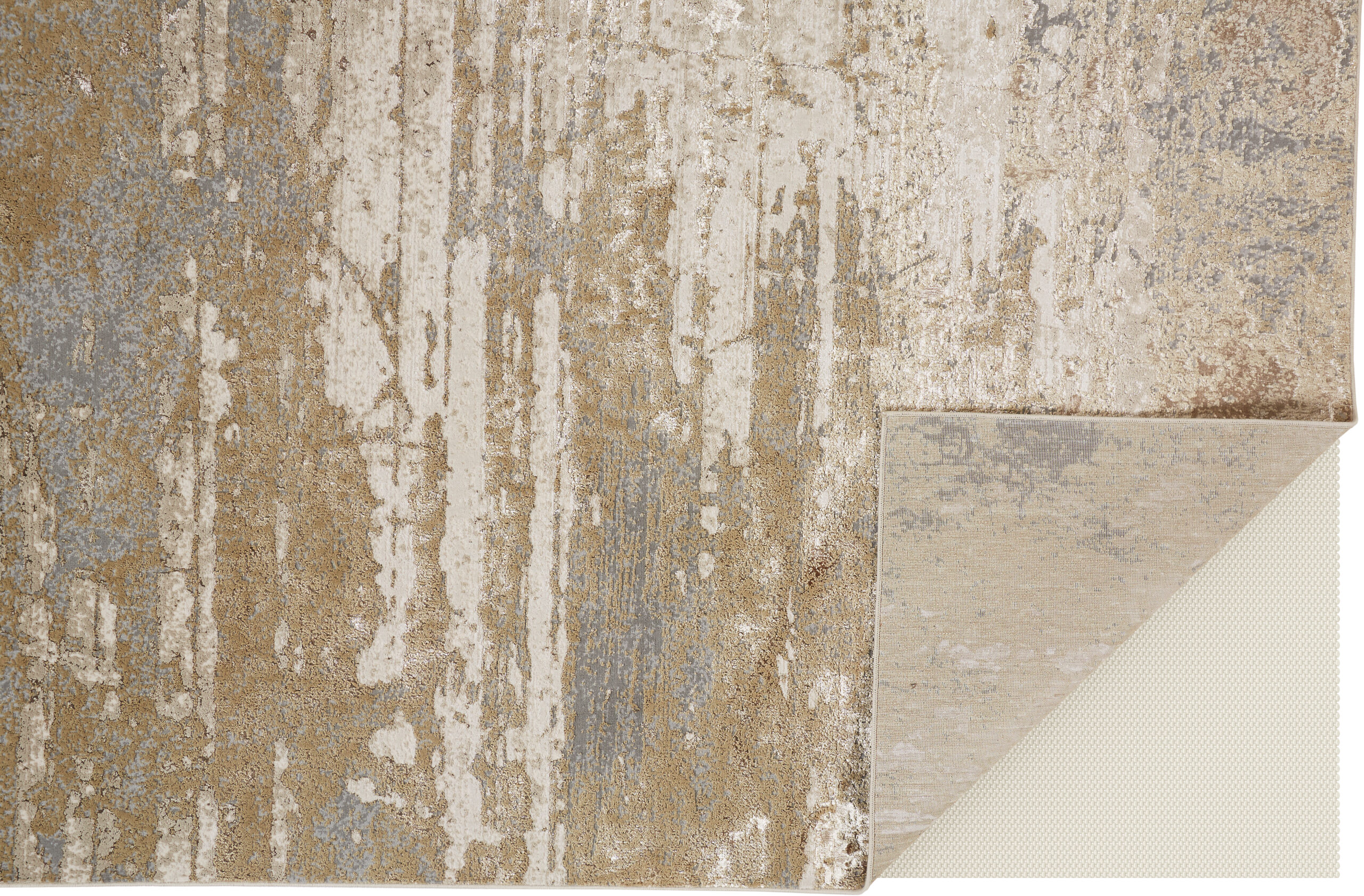 Feizy Aura Modern Abstract 3567F Ivory/Gold/Gray Area Rug - Image 7
