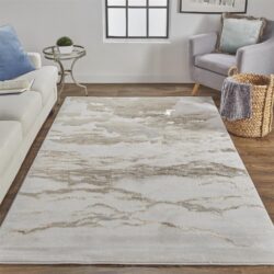 Alternative view of Feizy Aura Modern Abstract 3727F Ivory/Tan/Gray Area Rug