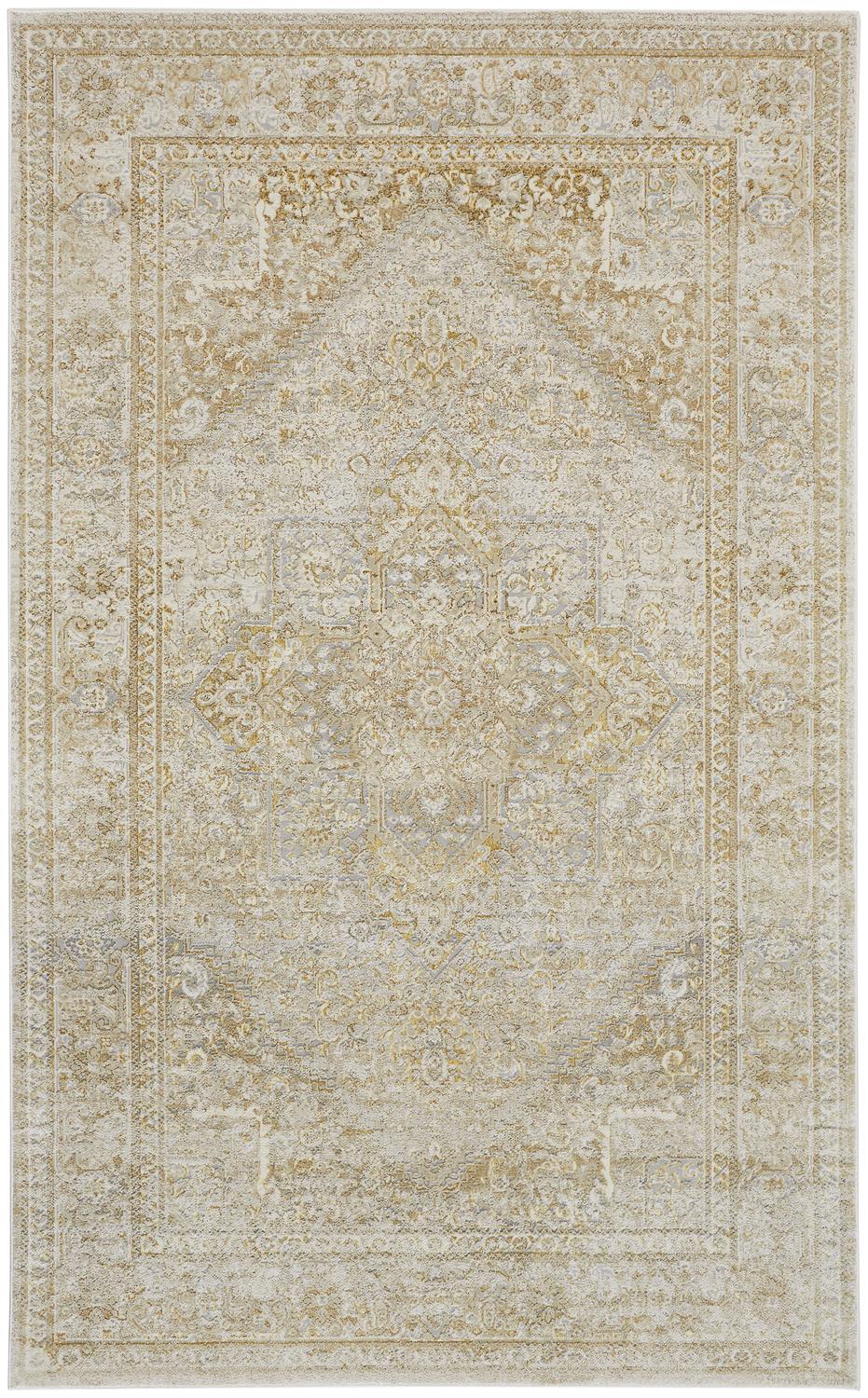 Feizy Aura Modern Oriental 3734F Ivory/Gold Area Rug