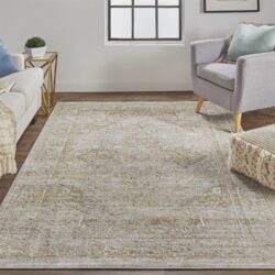 Alternative view of Feizy Aura Modern Oriental 3734F Ivory/Gold Area Rug