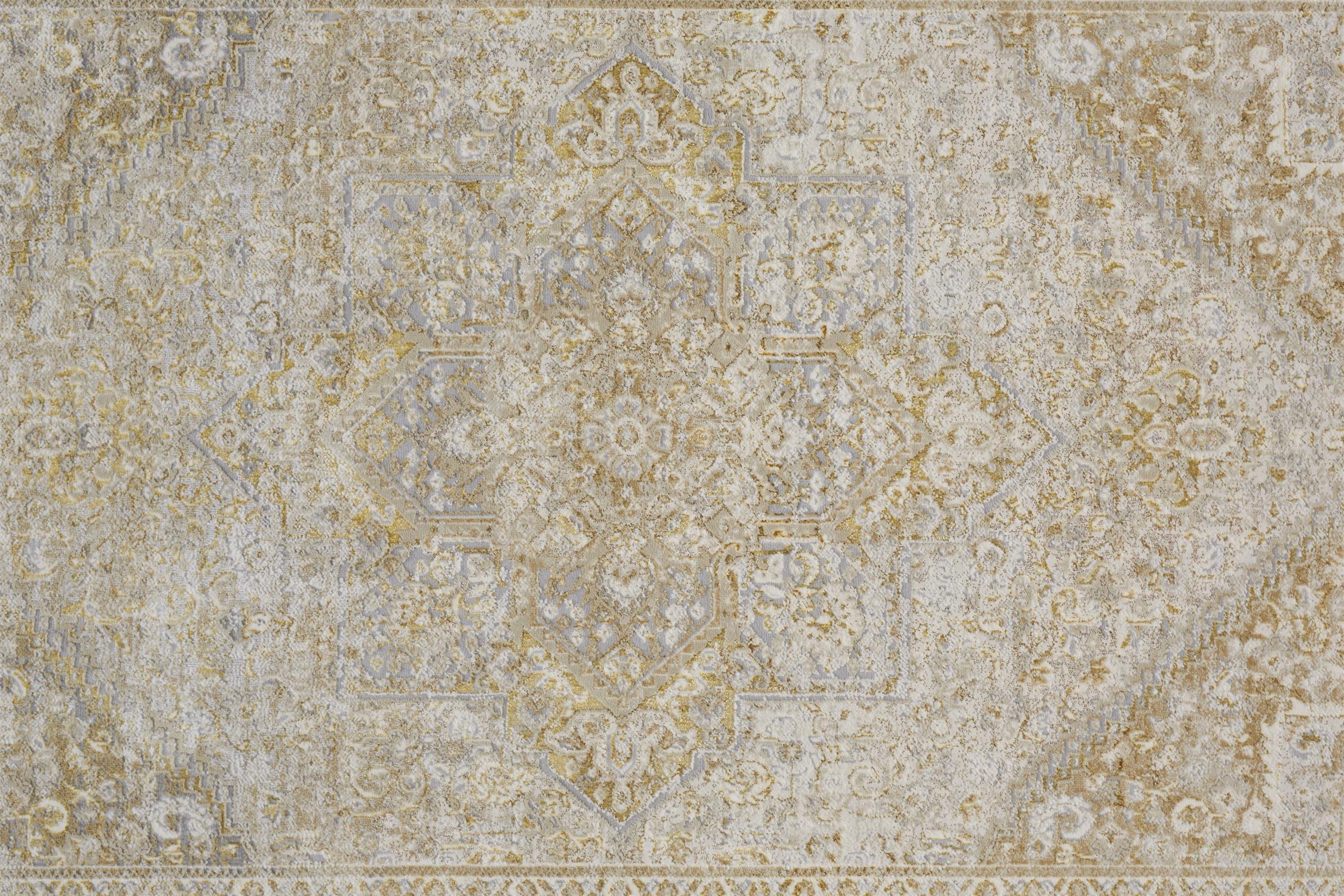 Feizy Aura Modern Oriental 3734F Ivory/Gold Area Rug - Image 4