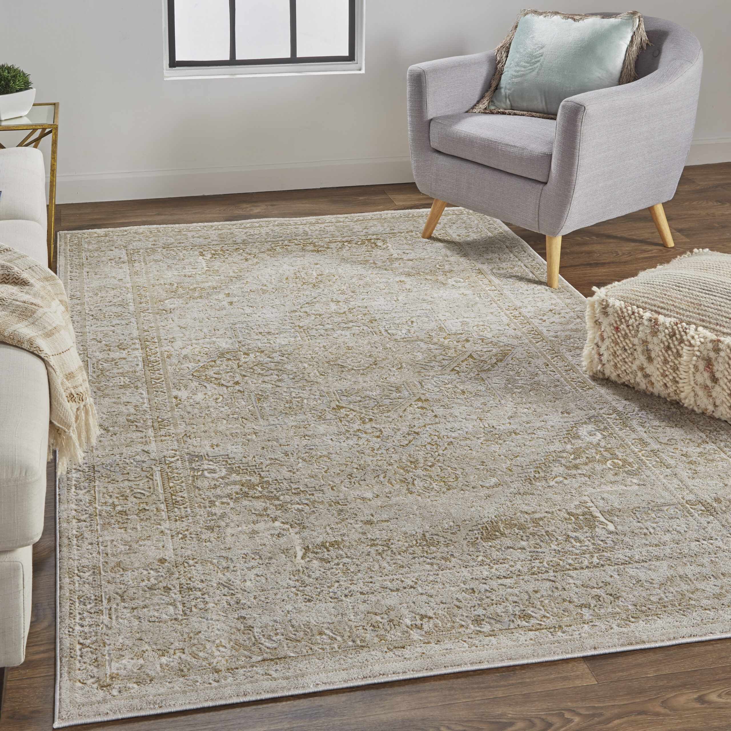 Feizy Aura Modern Oriental 3734F Ivory/Gold Area Rug - Image 5