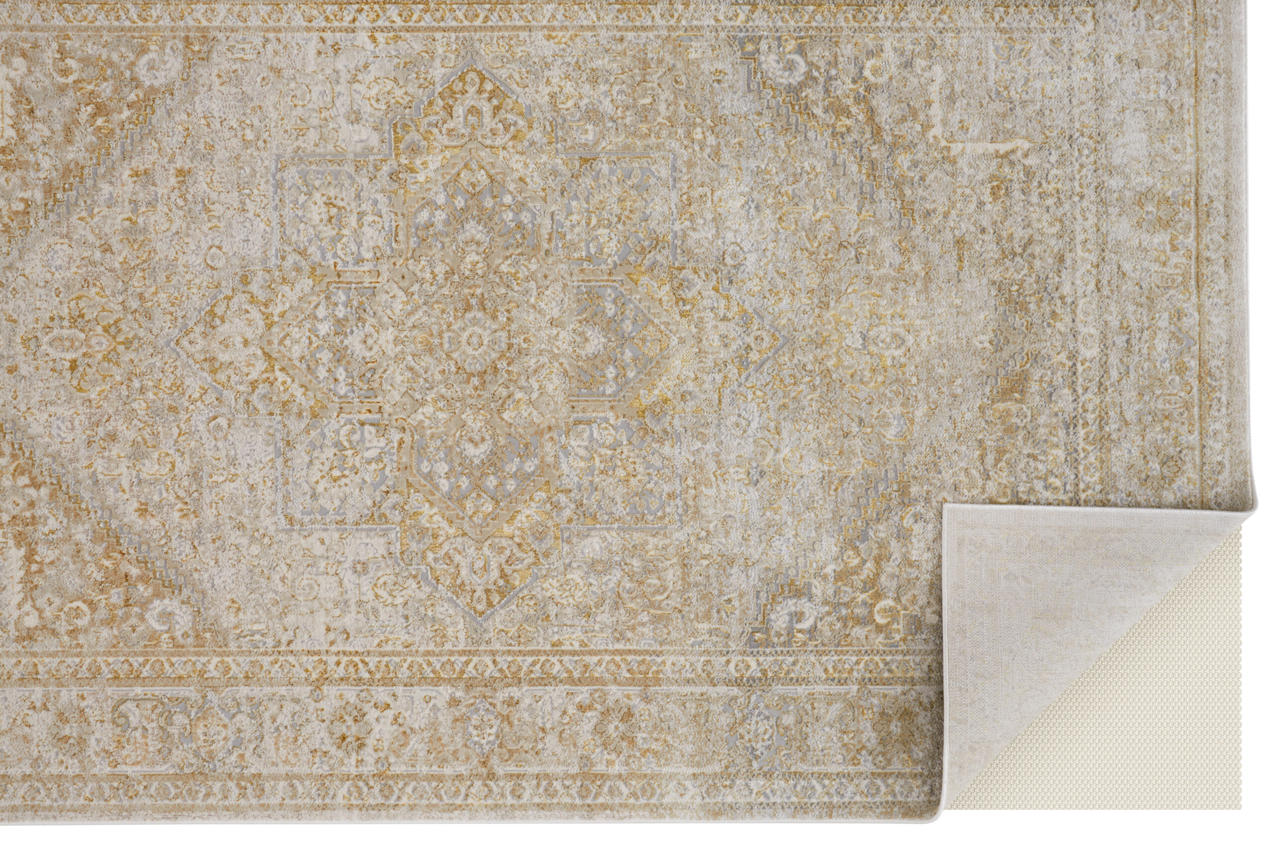 Feizy Aura Modern Oriental 3734F Ivory/Gold Area Rug - Image 6