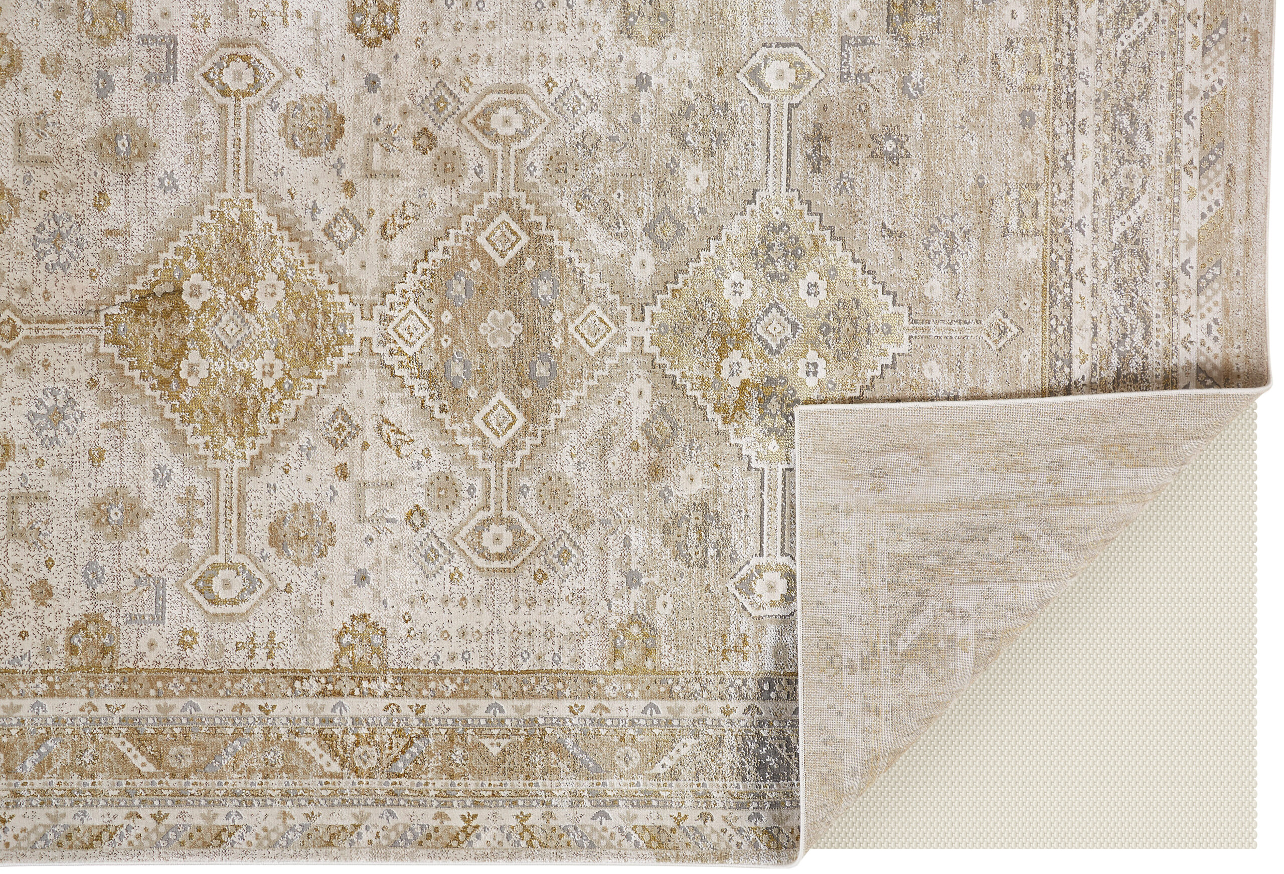 Feizy Aura Modern Persian 3738F Gold/Ivory Area Rug - Image 6