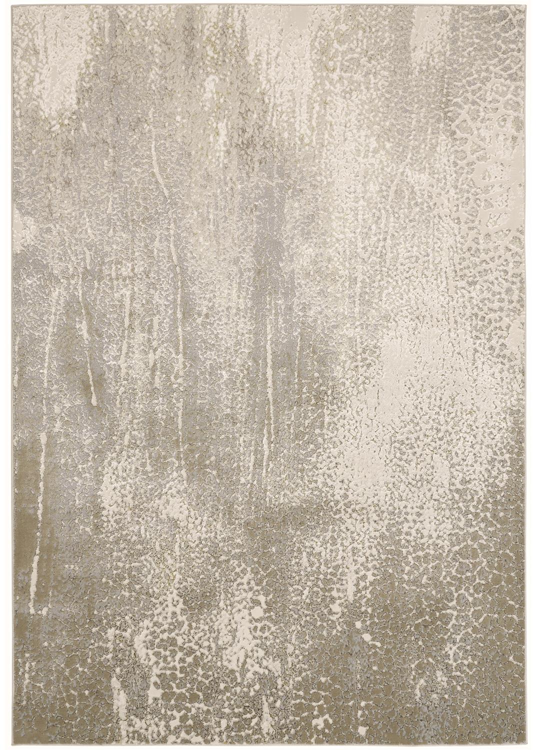 Feizy Aura Modern Abstract 3739F Ivory/Gray/Gold Area Rug