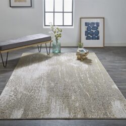 Alternative view of Feizy Aura Modern Abstract 3739F Ivory/Gray/Gold Area Rug