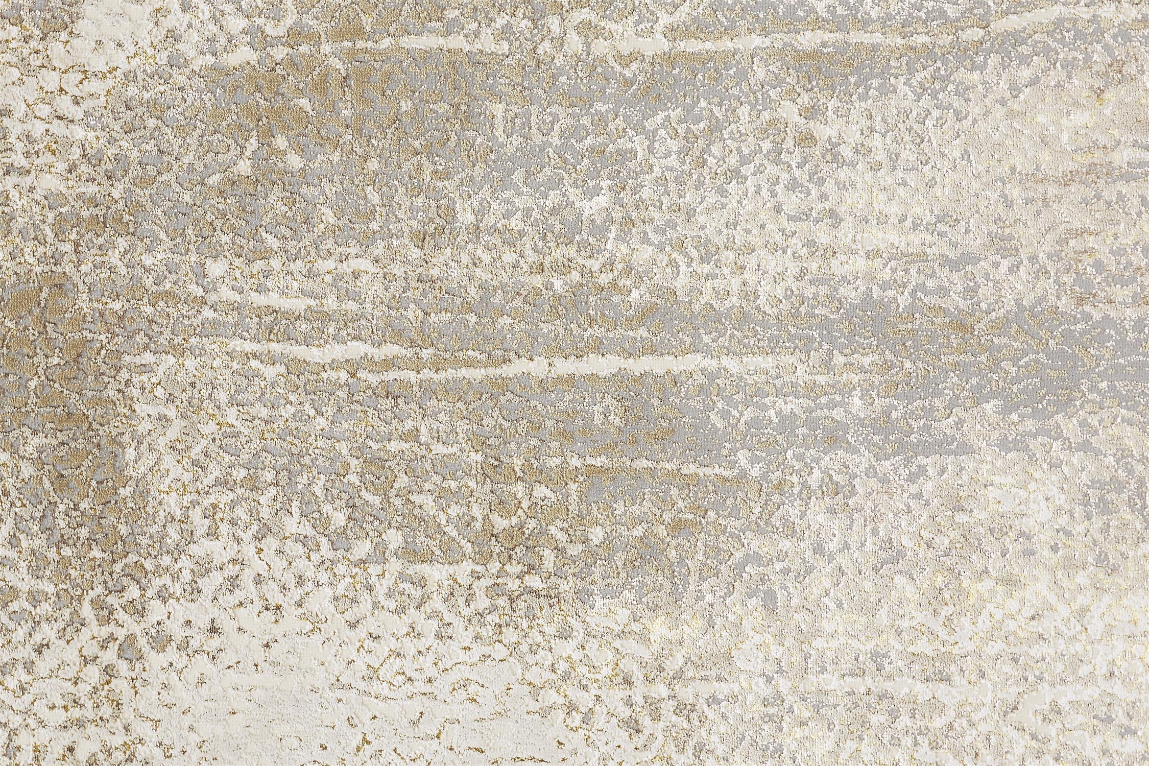 Feizy Aura Modern Abstract 3739F Ivory/Gray/Gold Area Rug - Image 4