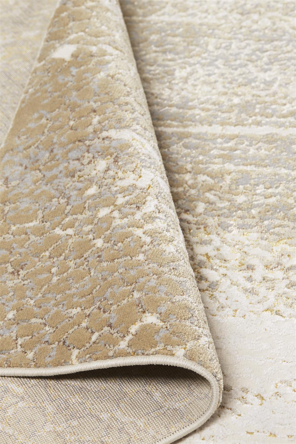 Feizy Aura Modern Abstract 3739F Ivory/Gray/Gold Area Rug - Image 7