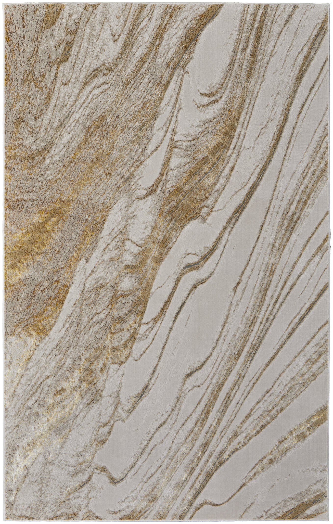 Feizy Aura Modern Abstract 39LLF Ivory/Taupe/Gold Area Rug