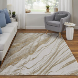 Alternative view of Feizy Aura Modern Abstract 39LLF Ivory/Taupe/Gold Area Rug