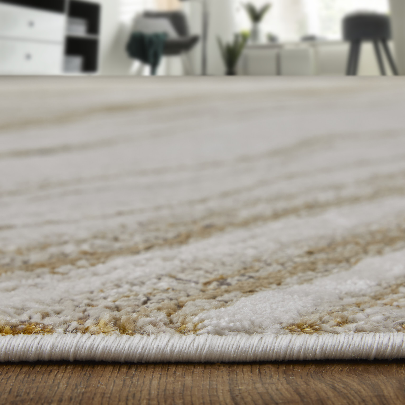Feizy Aura Modern Abstract 39LLF Ivory/Taupe/Gold Area Rug - Image 6