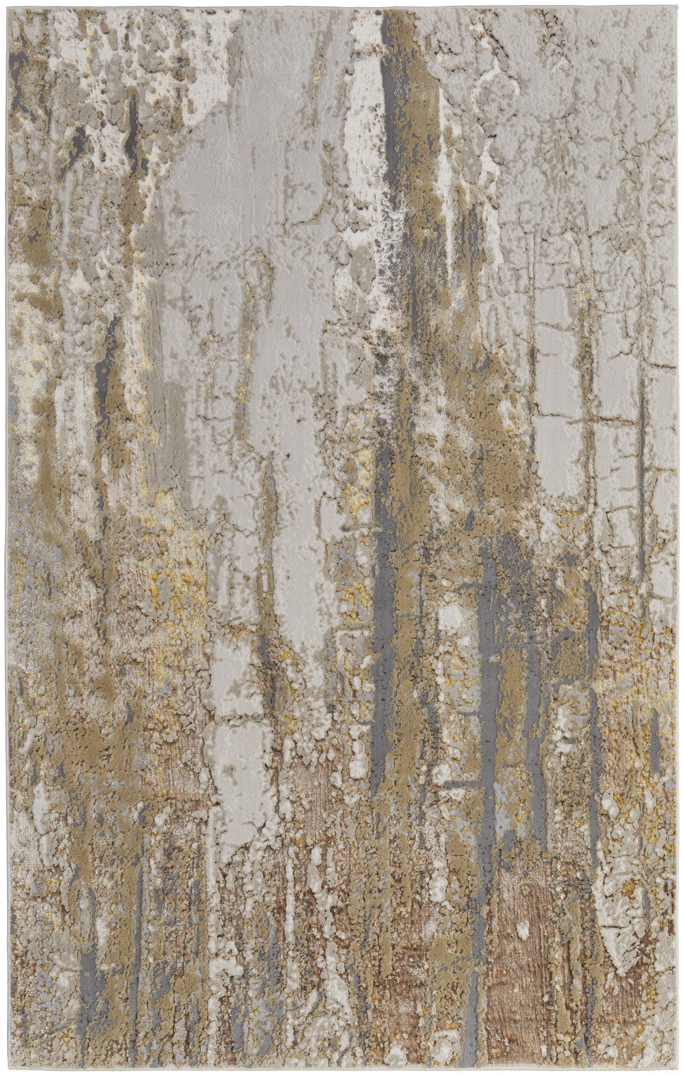 Feizy Aura Modern Abstract 39LMF Ivory/Gold/Brown Area Rug