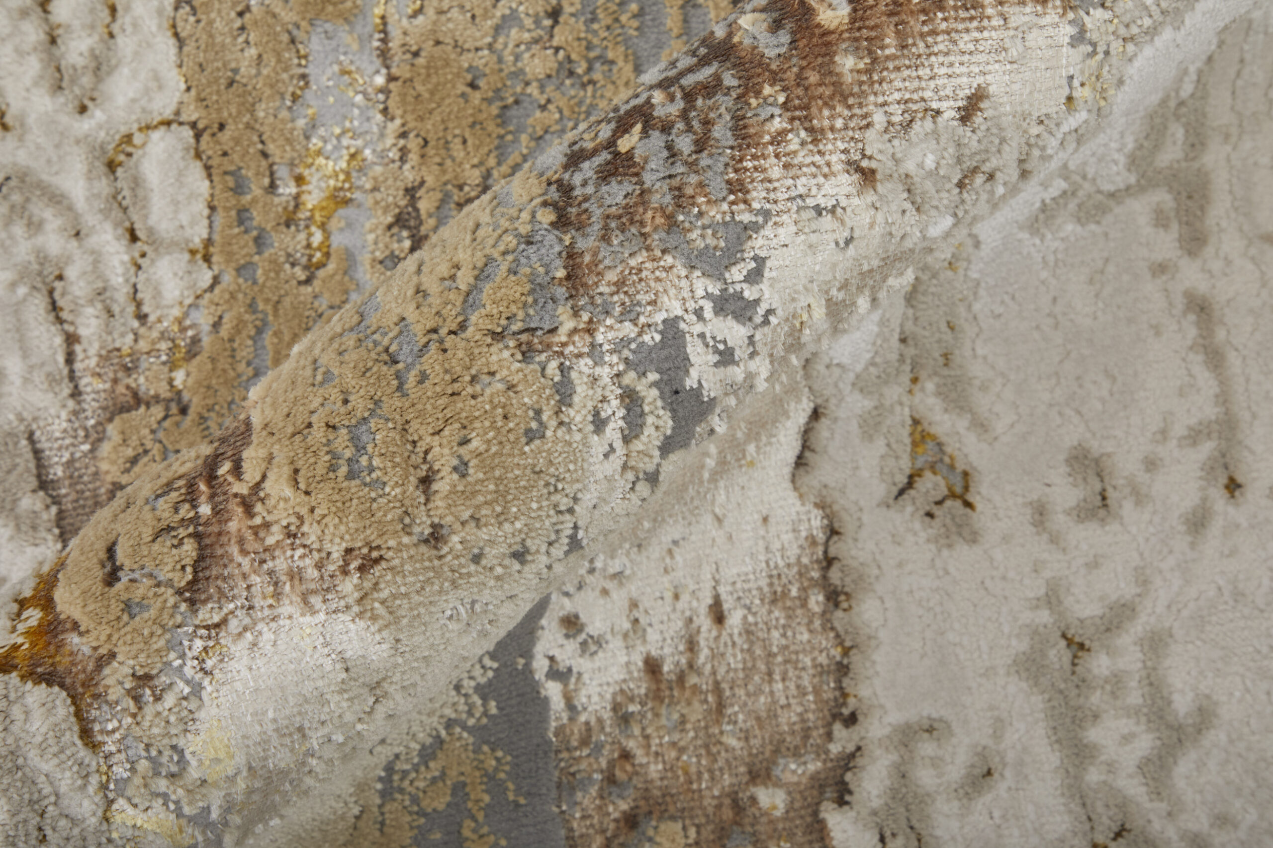 Feizy Aura Modern Abstract 39LMF Ivory/Gold/Brown Area Rug - Image 4