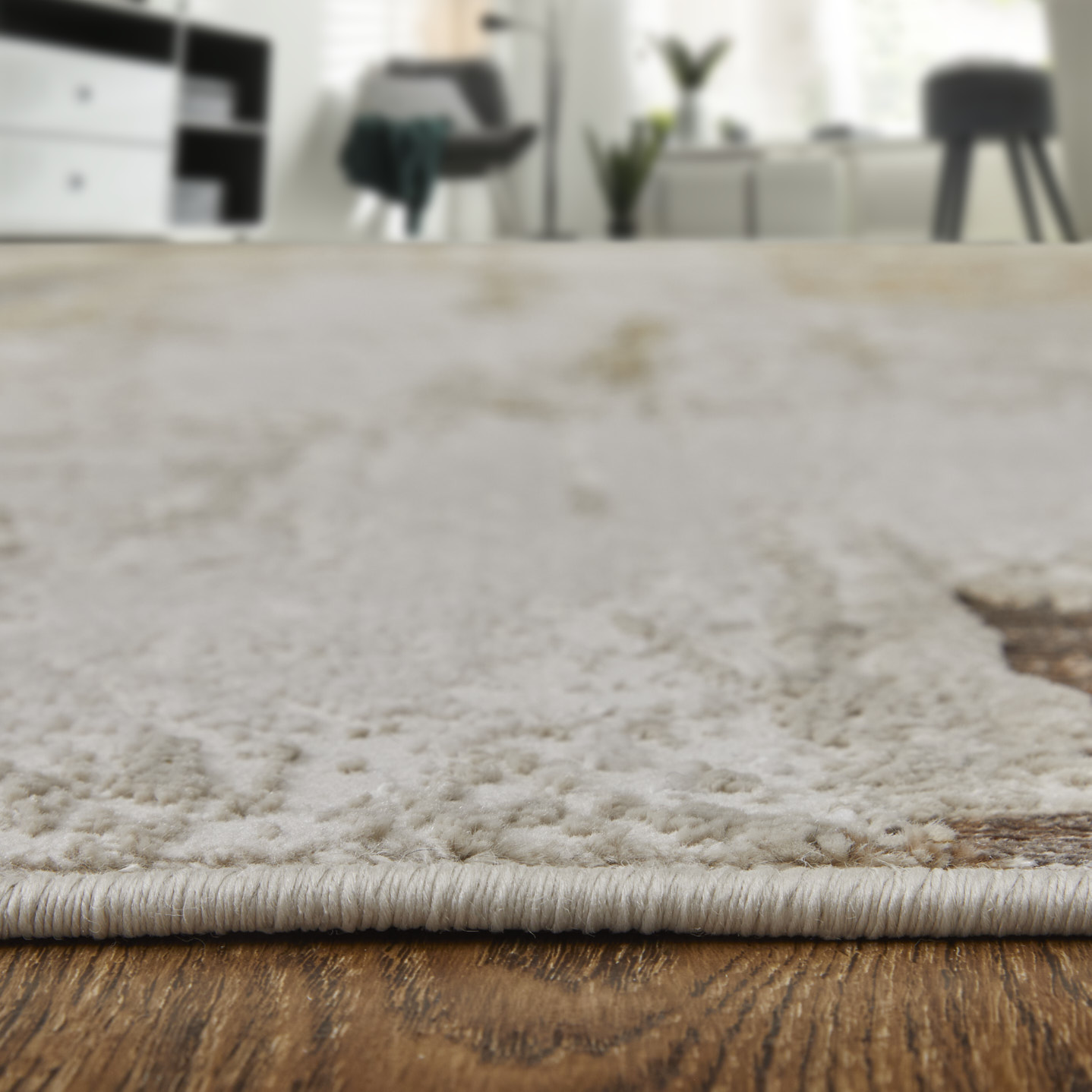 Feizy Aura Modern Abstract 39LMF Ivory/Gold/Brown Area Rug - Image 6