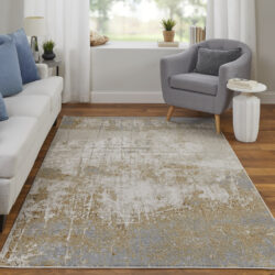 Alternative view of Feizy Aura Modern Abstract 39LNF Ivory/Brown/Gray Area Rug