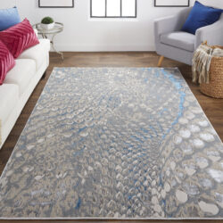 Alternative view of Feizy Azure Modern Abstract 3403F Blue/Silver/Gray Area Rug