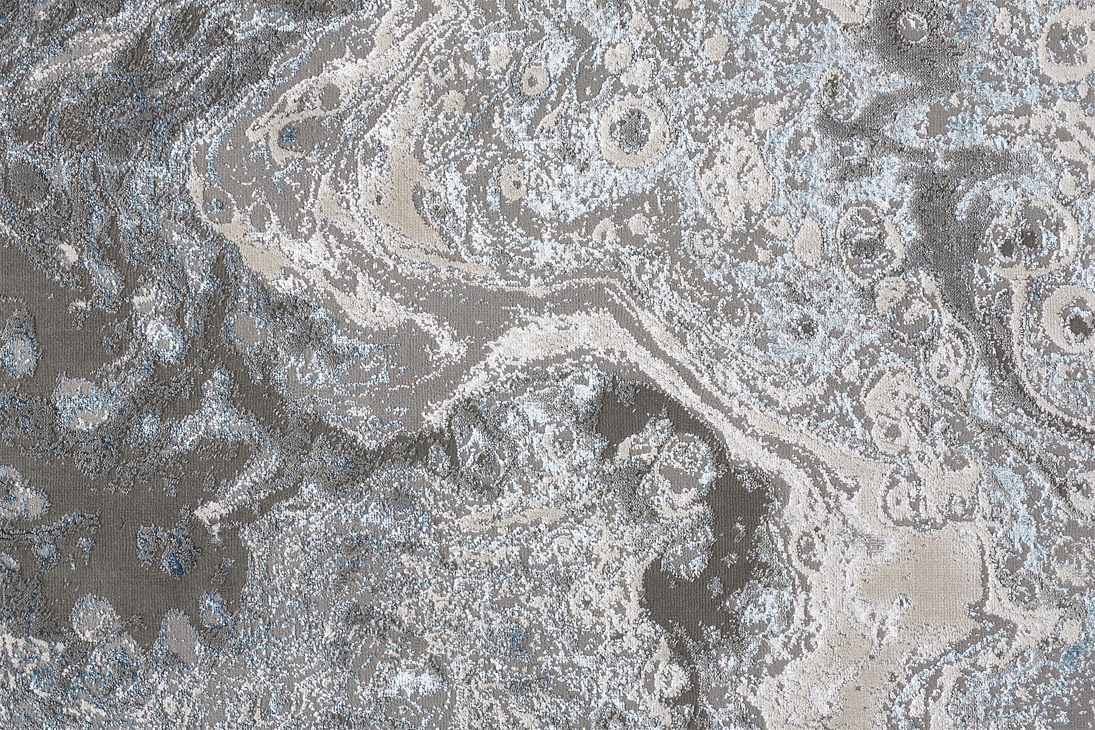Feizy Azure Modern Watercolor 3405F Ivory/Gray/Blue Area Rug - Image 3