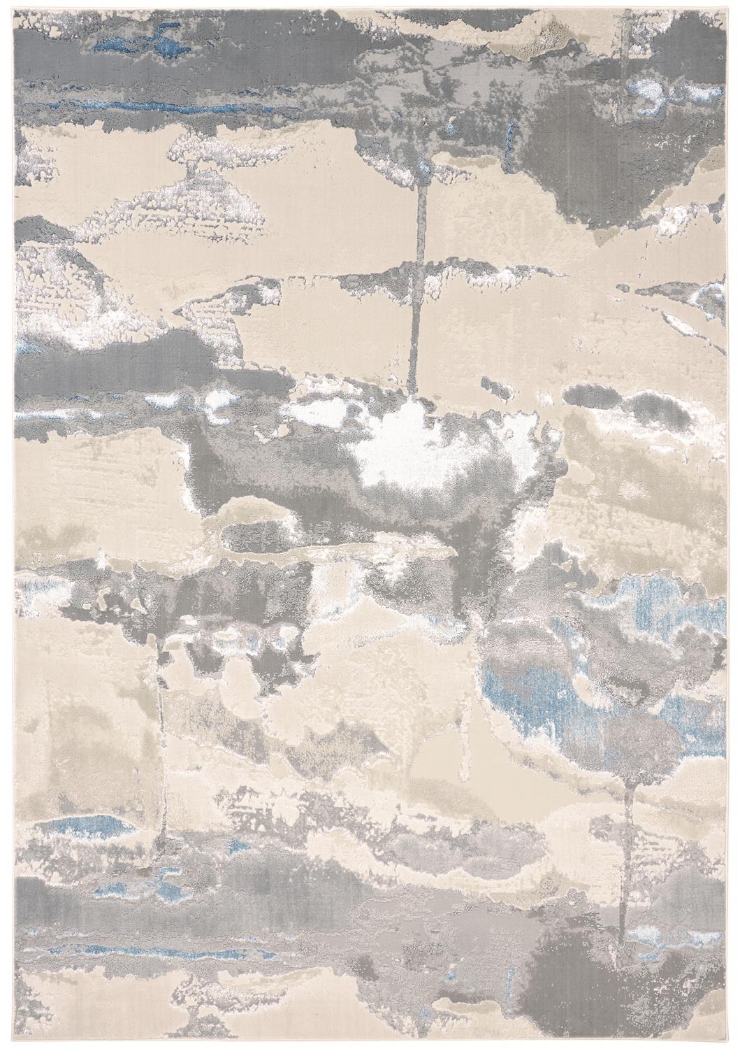 Feizy Azure Modern Watercolor 3525F Ivory/Gray/Blue Area Rug