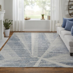 Alternative view of Feizy Brighton Modern Abstract 69CHF Ivory/Blue/Silver Area Rug