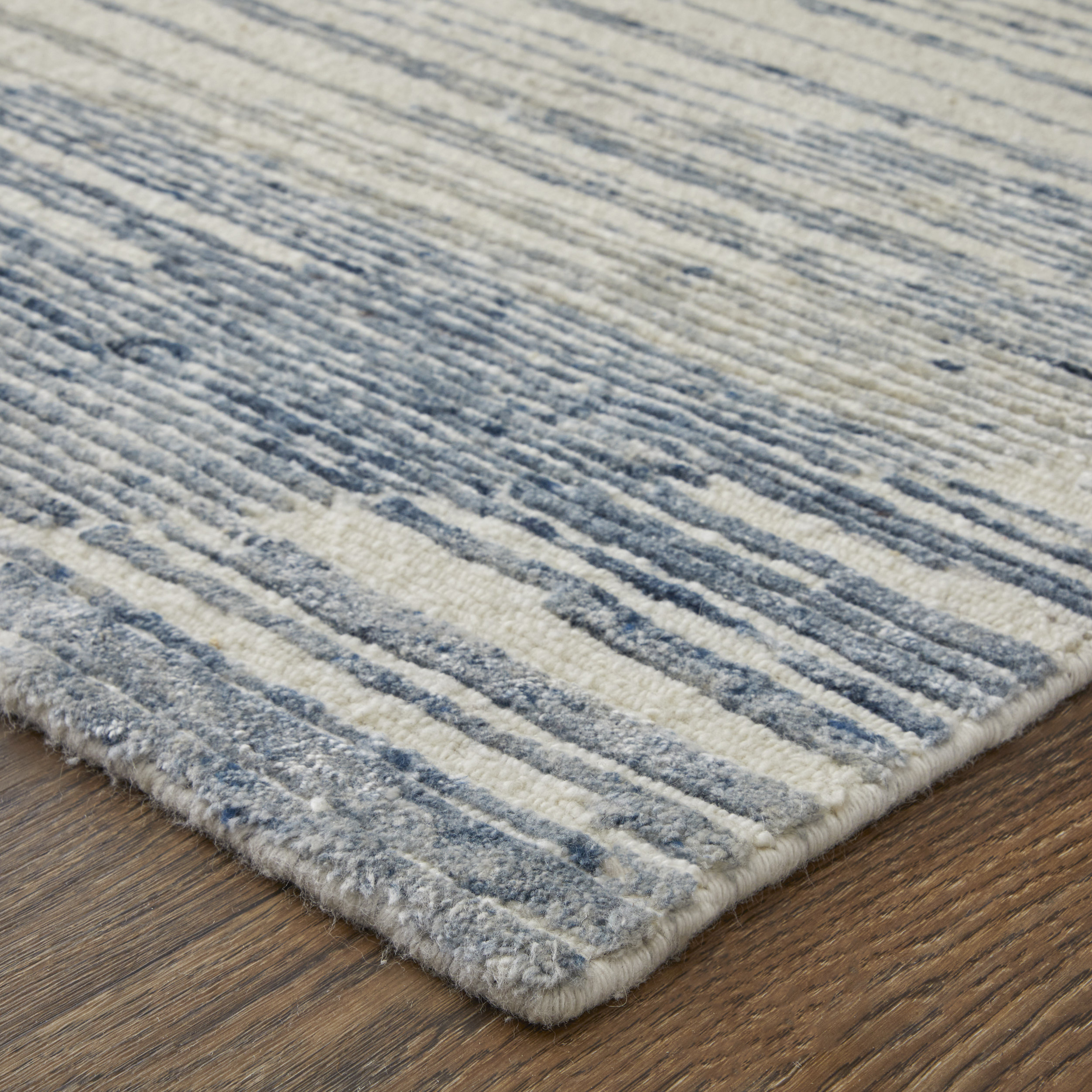 Feizy Brighton Modern Abstract 69CHF Ivory/Blue/Silver Area Rug - Image 3
