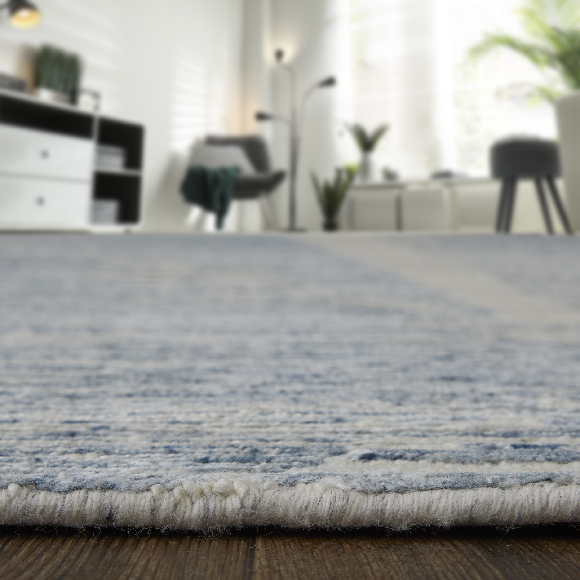 Feizy Brighton Modern Abstract 69CHF Ivory/Blue/Silver Area Rug - Image 6