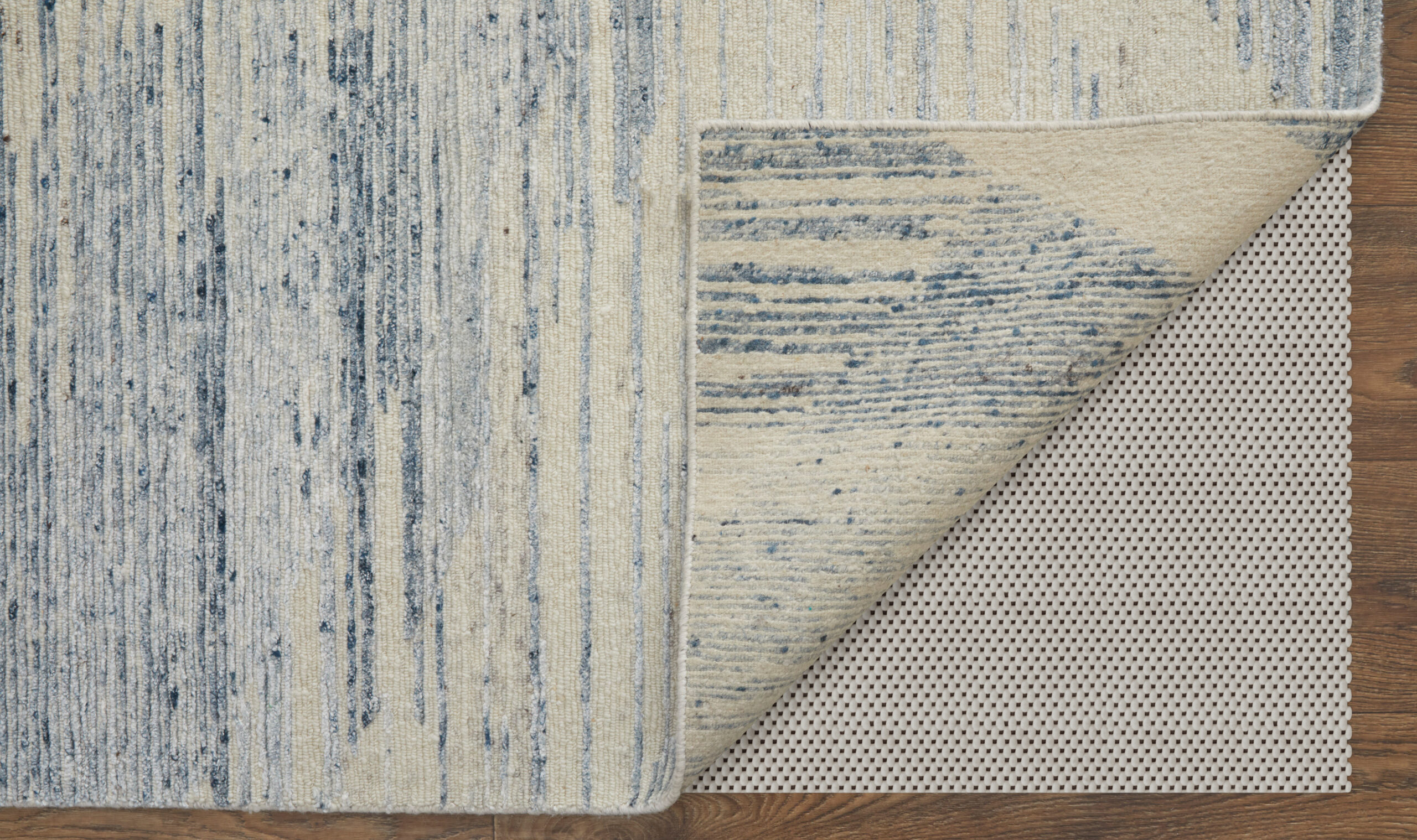 Feizy Brighton Modern Abstract 69CHF Ivory/Blue/Silver Area Rug - Image 9