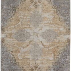 Feizy Celene Traditional Medallion 39L1F Silver/Tan/Gray Area Rug