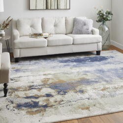 Alternative view of Feizy Clio Modern Abstract 39K1F Blue/Orange/Ivory Area Rug
