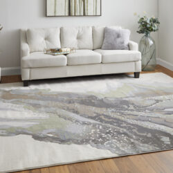 Alternative view of Feizy Clio Modern Abstract 39K2F Green/Purple/Ivory Area Rug