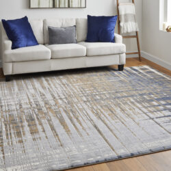 Alternative view of Feizy Clio Modern Abstract 39K4F Blue/Orange/Gray Area Rug
